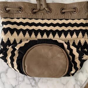 Ecote Chevron Tapestry Tote Bag with Taupe Leather Trim
